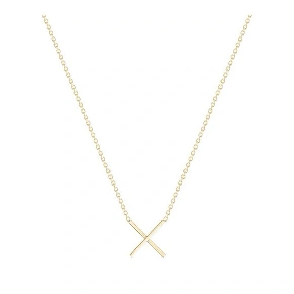 14K Gold Hortense Kiss Necklace Cross Necklace X Necklace